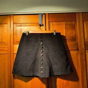 Vintage 00's Express Black Suede Leather A-line Mini Skirt Size Women's 13/14